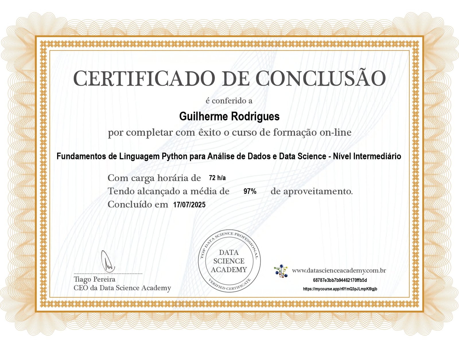 Certificado Nível Introdutório